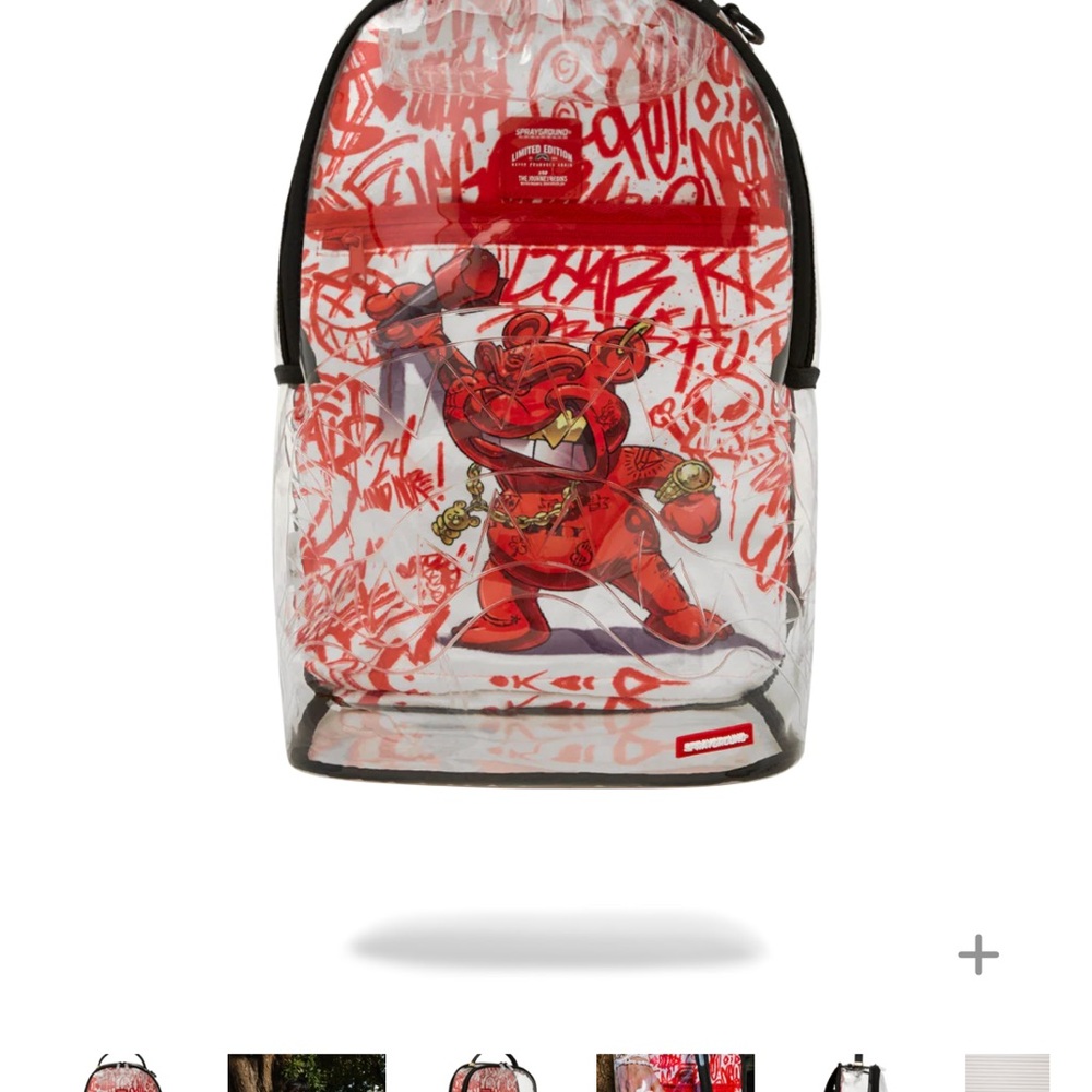 Sprayground Red and White Graffiti Backpack (Firm Price)